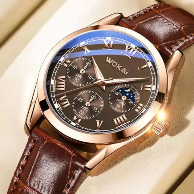 Luxury Quartz Belt Watch for Men – WOKAI Roman Sport Business Waterproof Clock - Image 2