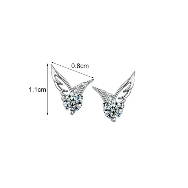 Angel Wing Stud Earrings for Women – Silver Plated Jewelry with Dazzling Rhinestones, Elegant Fashion Earrings - Image 5