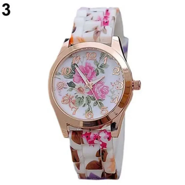 Vintage Quartz Watch for Women – Elegant Retro Flower Print Silicone Band, Numerals Dial, Ideal for Dating & Gifts - Image 4