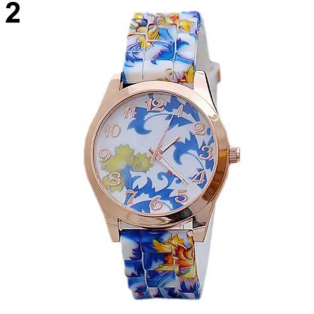 Vintage Quartz Watch for Women – Elegant Retro Flower Print Silicone Band, Numerals Dial, Ideal for Dating & Gifts - Image 3