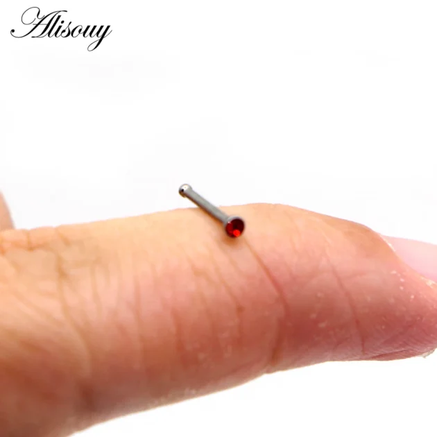 Crystal Nose Ring – 20G Stainless Steel Bone Piercing Jewelry by Alisouy - Image 3