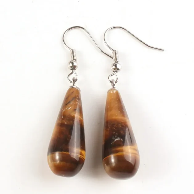 Tiger Eye Drop Earrings for Women – Natural Stone Dangle Hook Design, Elegant Jewelry Gift for Girls & Lovers - Image 2