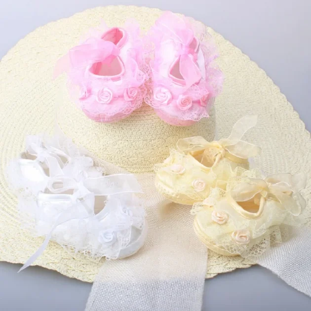 Baby Girl Crib Shoes Cute Lace Princess Soft Sole First Walkers Shoes for Infants - Image 4