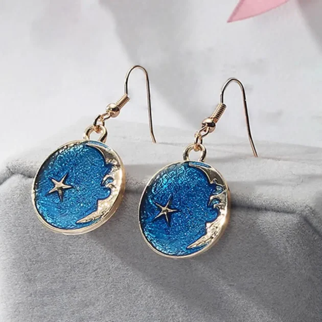 Planet Drop Earrings for Women – Cartoon Moon & Star Pendant Dangle Design, All-Match Hook Earrings, Cute Space-Inspired Jewelry - Image 2