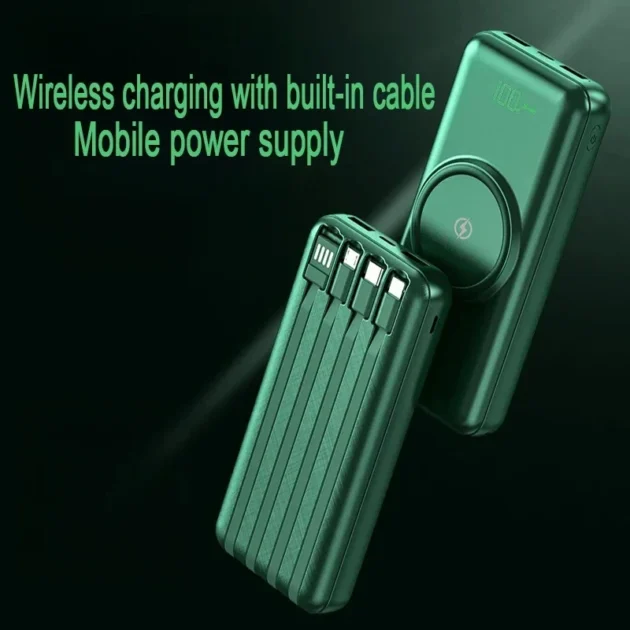100000mAh Wireless Fast Charging Power Bank – Built-in Cable Portable Charger for iPhone 13 14 15, Xiaomi, Samsung - Image 4