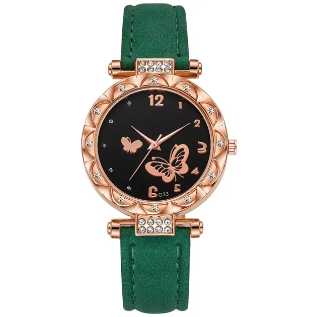 Butterfly Leather Strap Watch for Women with Rhinestones – Fashion Design Direct from Manufacturer - Image 3