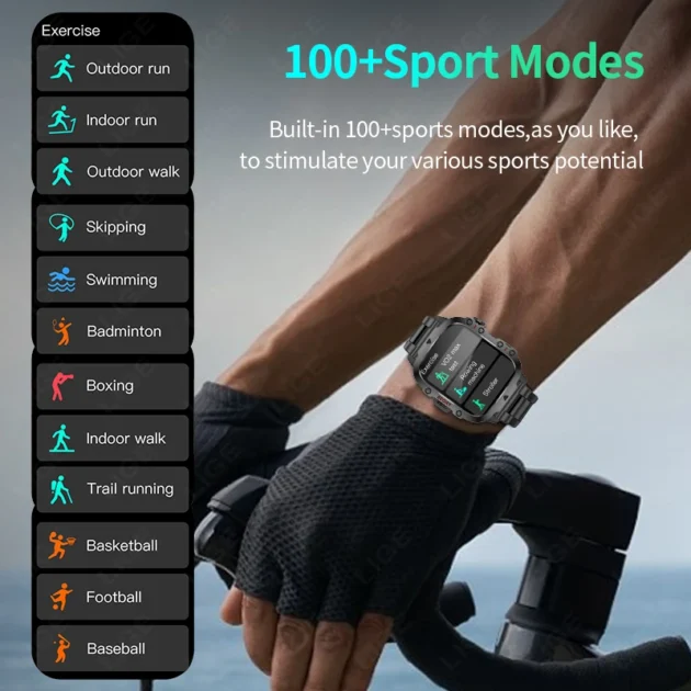 HD Screen Smartwatch for Men – LIGE 1.96" with Bluetooth Call, Heart Rate Monitor, SOS, and Waterproof Sports Features - Image 2