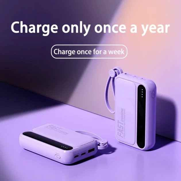 100000mAh High Capacity Power Bank – 120W Fast Charging Mini Portable Charger for iPhone and Samsung, Built-in 4 Cables - Image 3