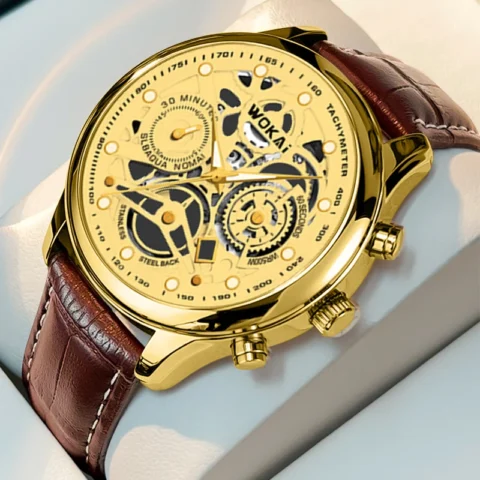 Men’s Luxury Gold Dragon Quartz Watch – High-Quality Business & Sports Waterproof Wristwatch