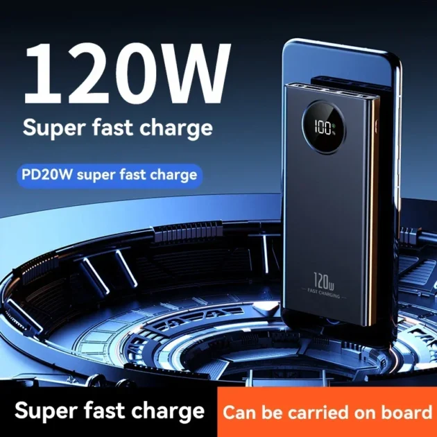 50000mAh Super Fast Charging Power Bank – 120W Ultra-Large Capacity Battery for iPhone, Xiaomi - Image 3