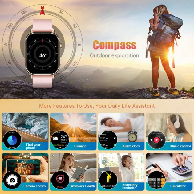 GPS Smartwatch for Android and iOS – LIGE 2025 2.01" HD Screen, Bluetooth Call, Heart Rate, Compass & IP68 Waterproof - Image 6