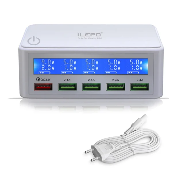 65W USB Charging Station with LCD – 5-Port Fast Desktop Charger for iPhone Samsung - Image 2