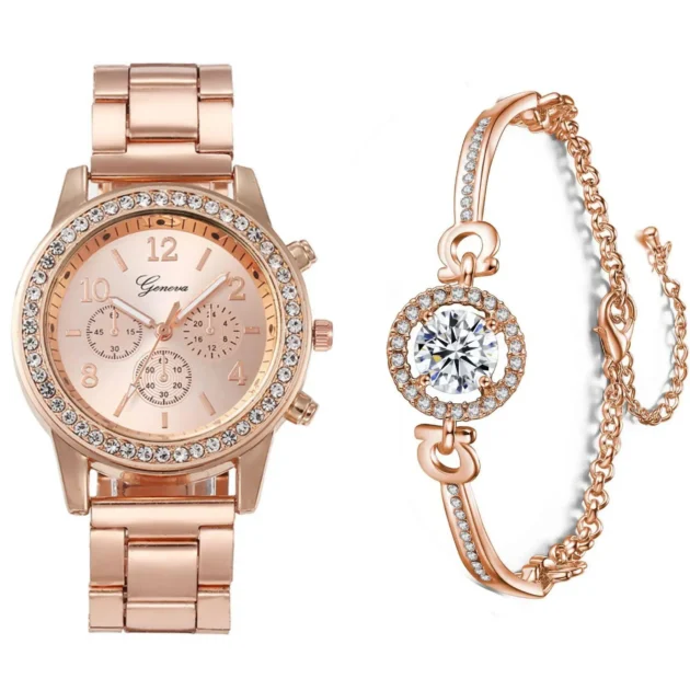 Luxury Bracelet Watch Set for Women – Two-Piece Gift Combo with Elegant Design for Fashion & Foreign Trade - Image 3