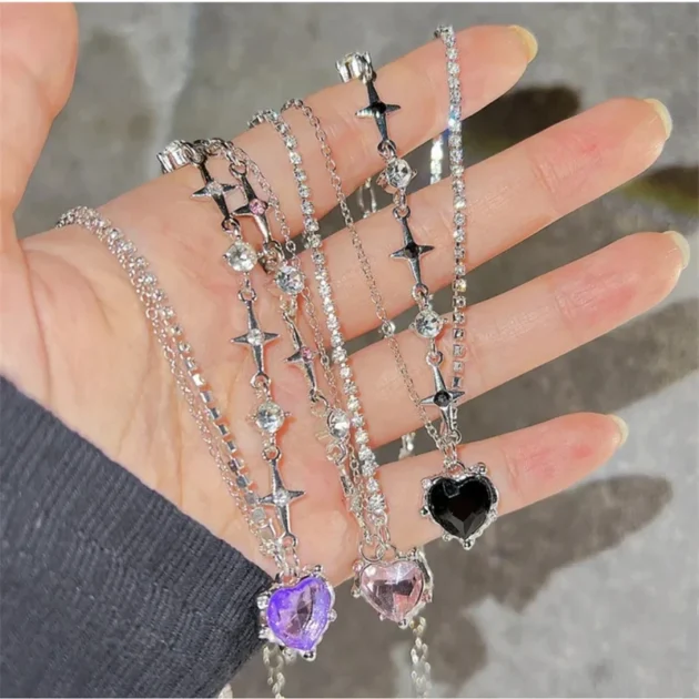 Star Zircon Heart Necklace