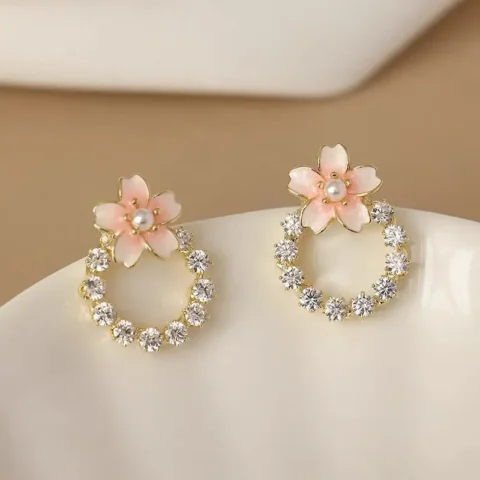 Flower Crystal Stud Earrings for Women