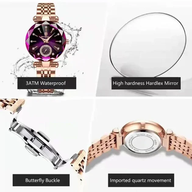 2025 Rose Gold Steel Quartz Watch – Luxury Jewelry Design Waterproof Fashion Swiss Timepiece for Ladies - Image 3