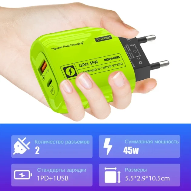 45W GaN USB-C Charger – Dual Port PD Fast Charging Adapter for iPhone 15, Samsung, Huawei, Xiaomi - Image 6