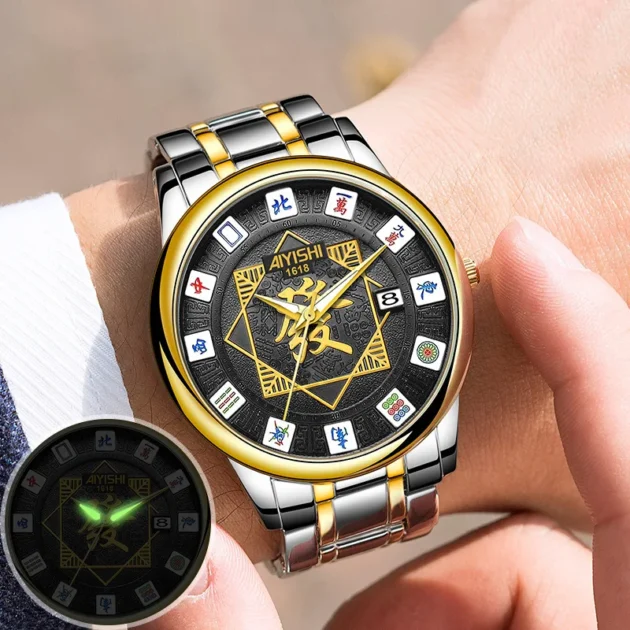 Creative Mahjong Quartz Watch for Men – 2025 Fashion Business Style Timepiece - Image 4