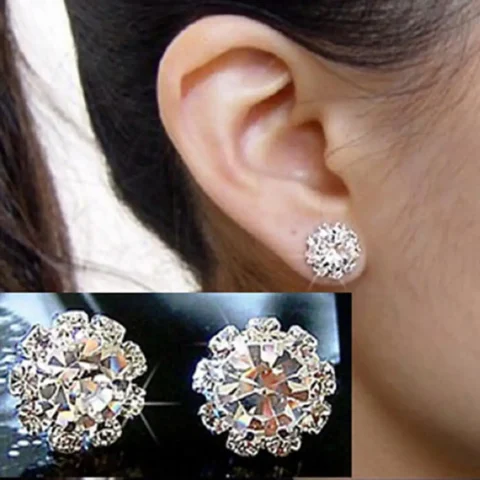 Rhinestone Flower Earrings for Women