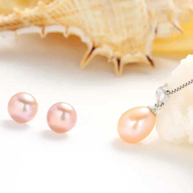 High-Quality Freshwater Pearl Jewelry Set for Women - 925 Sterling Silver Earring and Pendant Necklace Set for Bridal or Party - Image 3