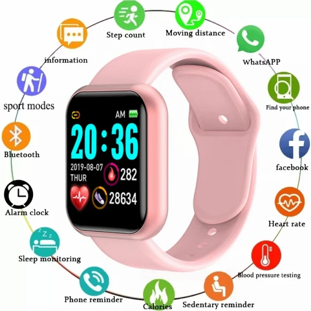 Bluetooth Fitness Smartwatch – Y68 D20 Watch for Men & Women with Music Control, Sleep Monitor, and Sports Tracking