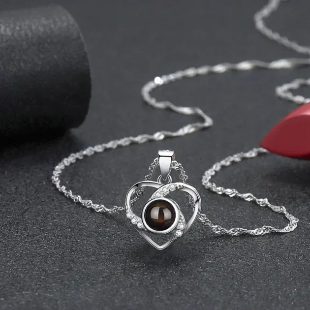 Custom Photo Projection Necklace – Personalized Heart Pendant Gift - Image 5