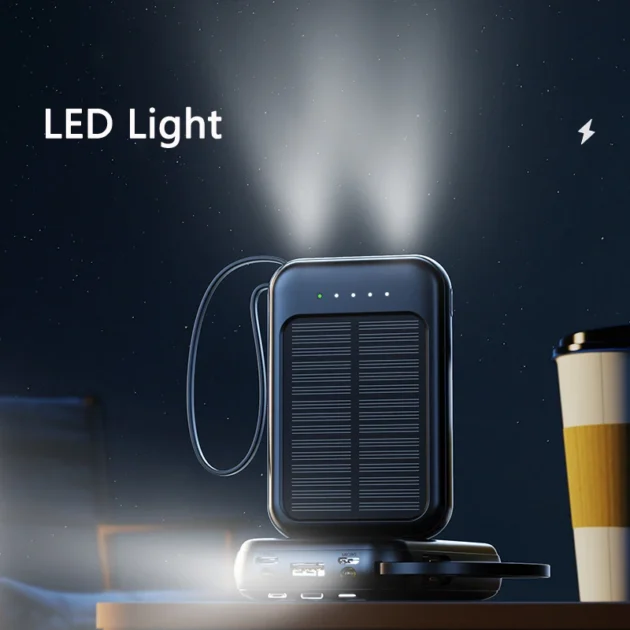 Xiaomi 50000mAh Solar Power Bank – 4-in-1 Built-in Cables with LED Lights for Huawei, Xiaomi, Samsung, and Apple - Image 4
