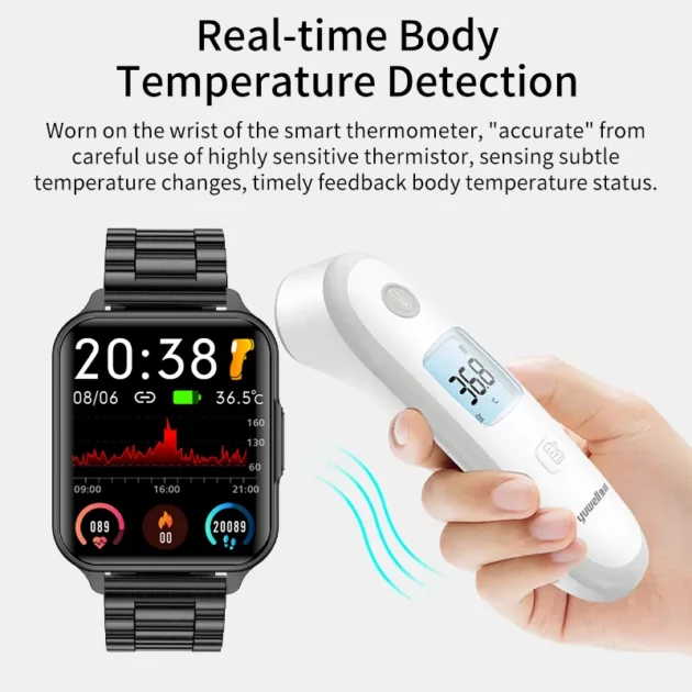 Health Tracking Smartwatch for Men – LIGE Watch with Heart Rate, Body Temperature, Blood Oxygen, Flashlight & IP68 Waterproof - Image 3