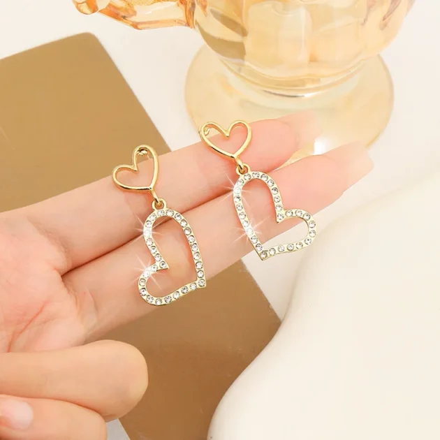 Big Heart Earrings for Women – Cute Gold & Silver Hoop Design, Simple LOVE Piercing Jewelry for Daily Wear & Gifts - Image 4