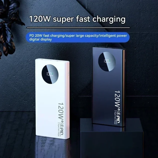 120W Fast Charge Power Bank – 50000mAh Capacity Digital Display Mobile External Battery for iPhone, Xiaomi, and Samsung - Image 2