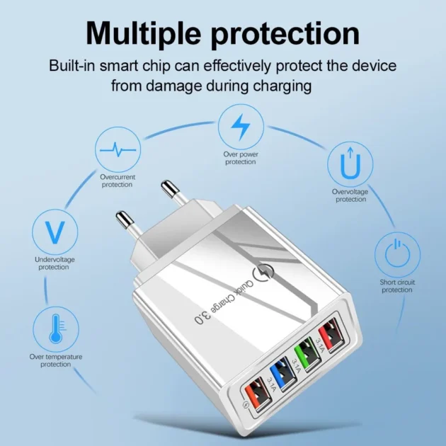 Quick Charge 3.0 USB Charger Adapter for iPhone 14 13 12 11 Pro Max – EU/US Plug - Image 5
