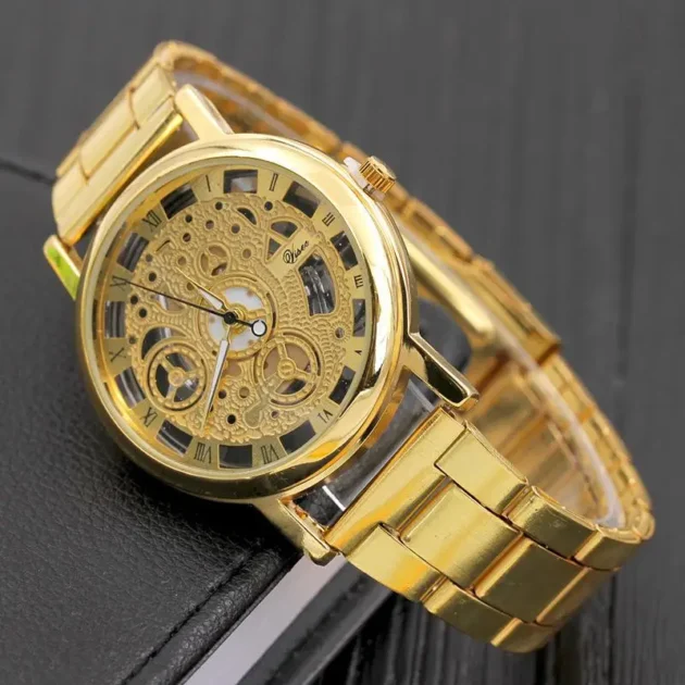 Skeleton Watch for Man – Quartz Steel Band Wristwatch Gift - Image 2