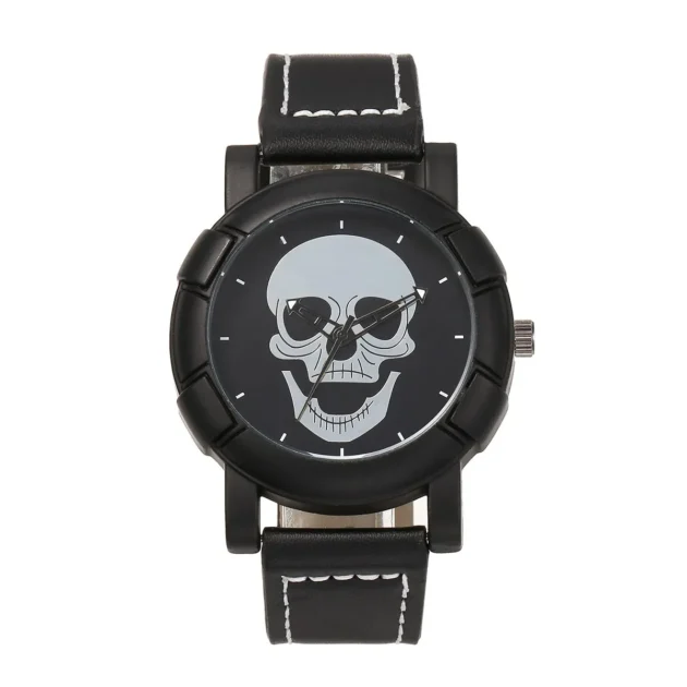 Skull Dial Quartz Watch for Men – Black Tactical Style Business Timepiece - Image 2