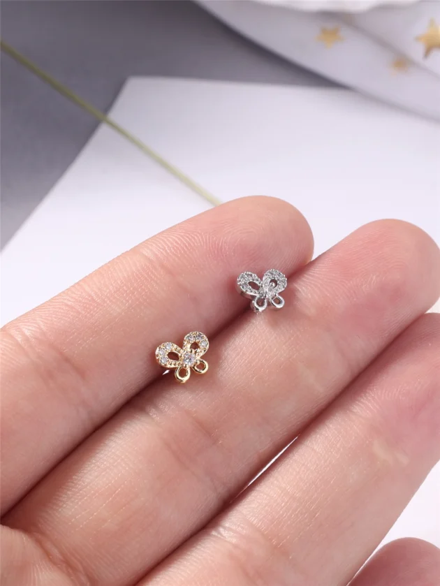 20G L Shaped Nose Stud – Butterfly Nose Pin with CZ for Women and Girls - Image 6