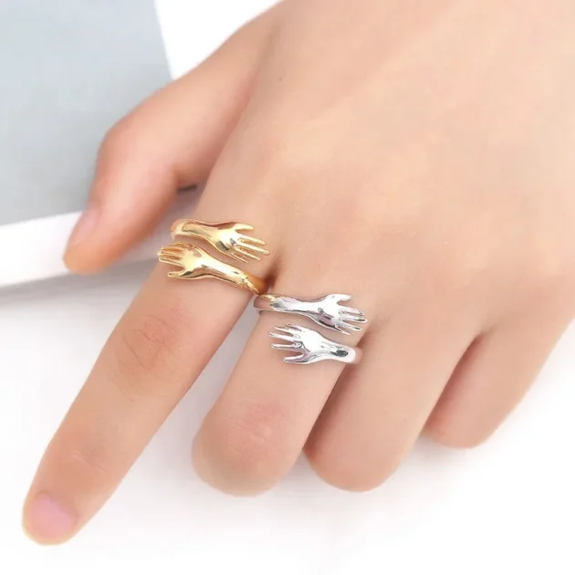 Adjustable Rings for Women – Romantic Love Hug Hand Ring, Open Finger Couple Jewelry, Creative Forever Gift - Image 3