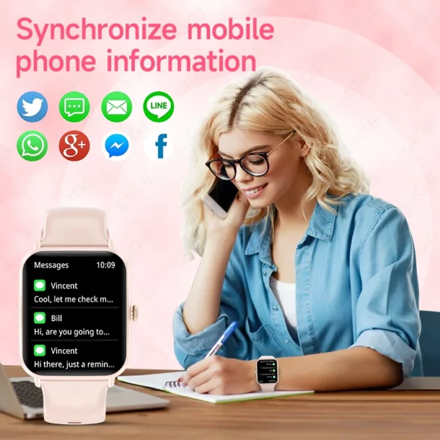Waterproof Fitness Smartwatch – LIGE 1.83" HD Screen, Bluetooth Call & IP68 Waterproof Design for Women - Image 3