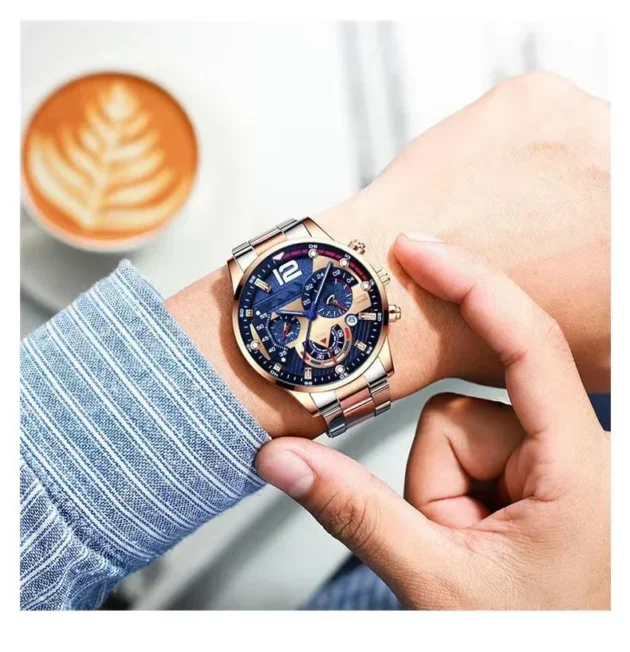 Luxury Sports Chronograph Quartz Watch for Men – Stainless Steel Geneva Top Brand - Image 5