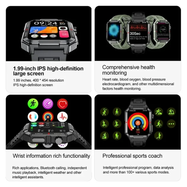 GPS Smartwatch for Men – 1.99" HD Screen, Bluetooth Call, 120+ Sports Modes, Outdoor Weather Data, Waterproof Smart Watch - Image 2