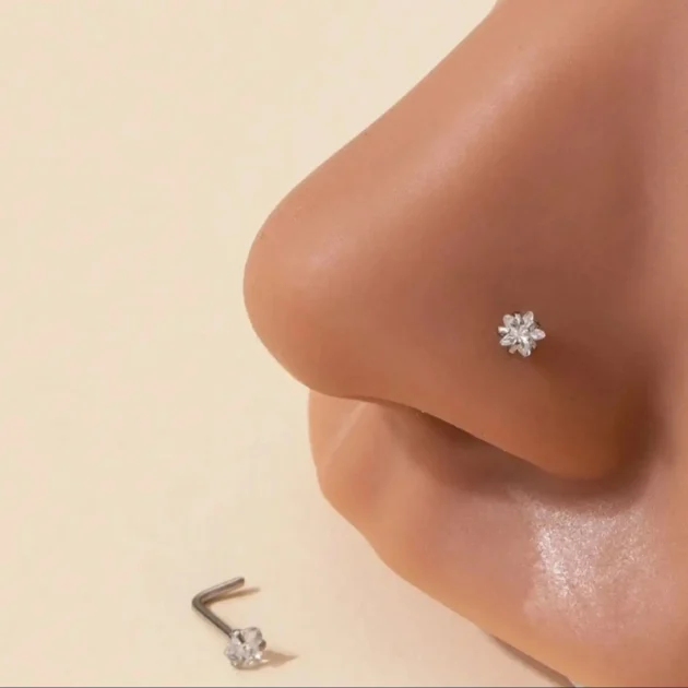 Heart shaped Nose ring – L Shaped Small Zircon Star Punk Nose Ring Jewelry - Image 2