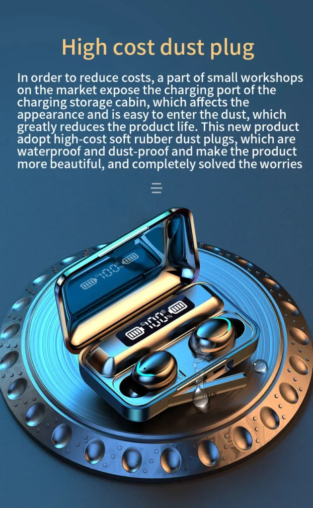 HiFi Stereo Earbuds – F9 TWS Wireless In-Ear Headphones with LED Display, Waterproof Design & Bluetooth 5.1 (F9-5 / F9-5C) - Image 5