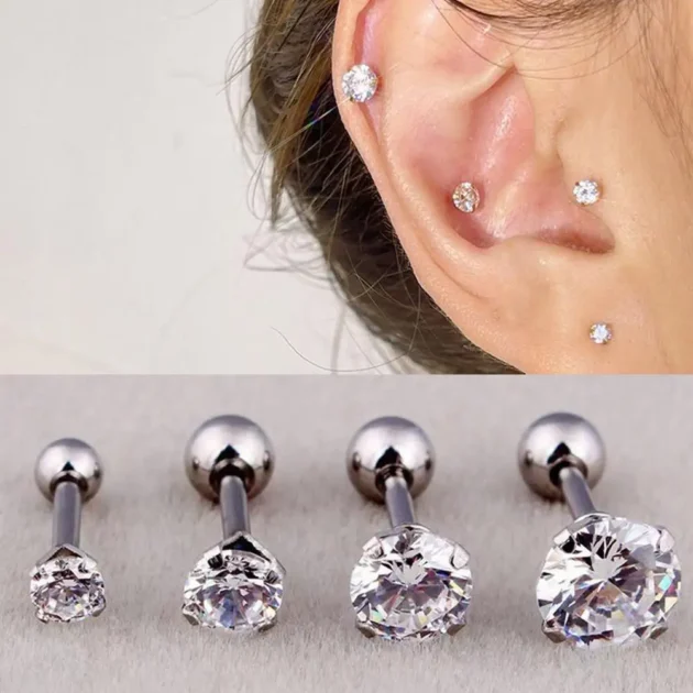 Titanium Steel Stud Earrings for Women – Korean Threaded Design, Minimalist Fashion Jewelry, Small Studs for Daily Wear & Wholesale - Image 2