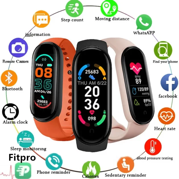 Fitness Smart Bracelet Watch – M6 Waterproof Sports Band with Heart Rate & Blood Pressure Monitor for Men & Women