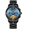 Fashionable Black Quartz Watch for Men – Steel Belt and Diamond Flywheel Design