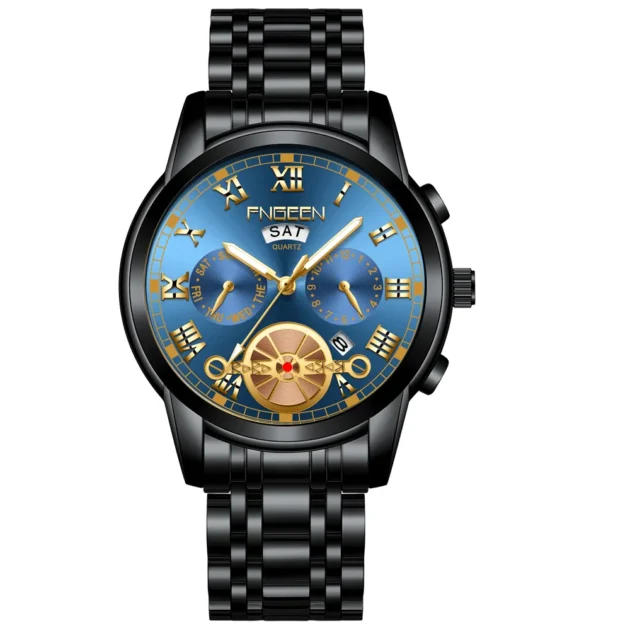 Fashionable Black Quartz Watch for Men