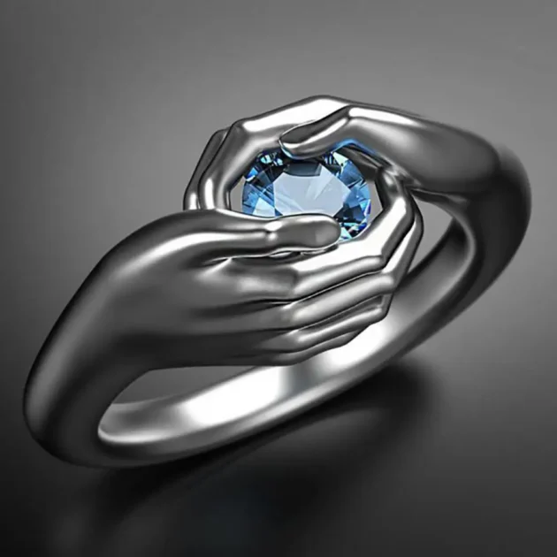 Gemstone Rings for Women – Chic Hugging Hand Design Ring, Faux Gem Party Jewelry, Elegant Gift for Her - Image 4