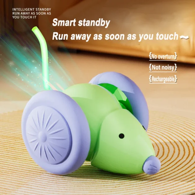 Rechargeable Electric Mouse Cat Toy – Interactive Smart Pet Teaser with Auto Movement & Obstacle Avoidance - Image 3