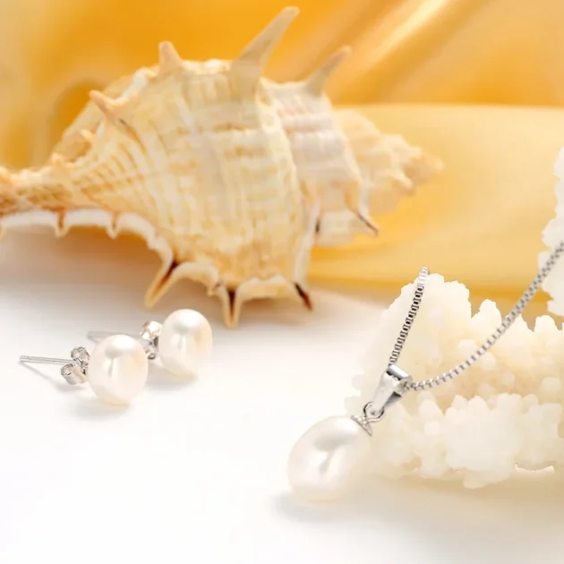 High-Quality Freshwater Pearl Jewelry Set for Women - 925 Sterling Silver Earring and Pendant Necklace Set for Bridal or Party - Image 2