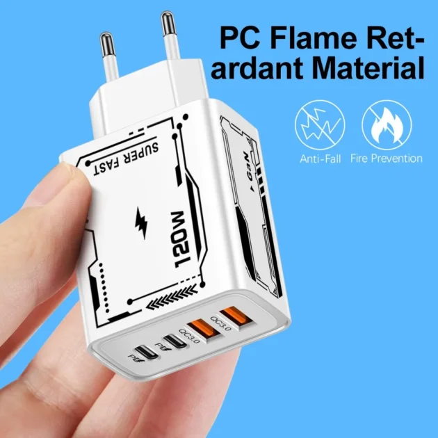 120W USB C Fast Charger – Quick Charge High-Speed Adapter for iPhone 16, Xiaomi, Samsung Mobile Devices - Image 4