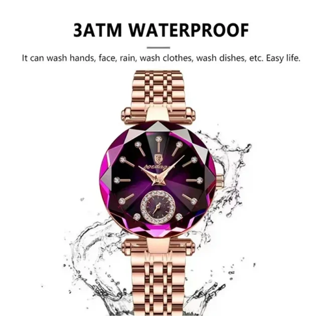2025 Rose Gold Steel Quartz Watch – Luxury Jewelry Design Waterproof Fashion Swiss Timepiece for Ladies - Image 2