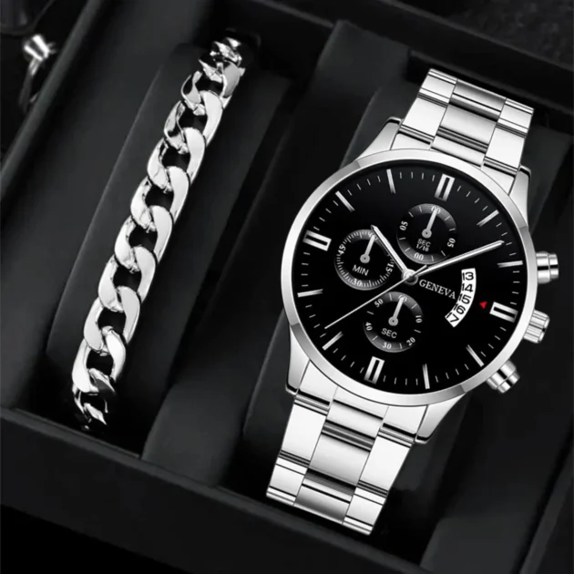 Men’s Fashion Sports Calendar Watch – Steel Band Wristwatch with Business Style & Waterproof Design - Image 4
